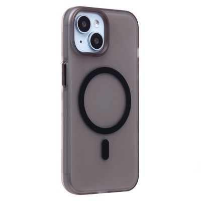 Чехол-накладка для Apple iPhone 15 (черный/матово-прозрачный) SM038 SafeMag