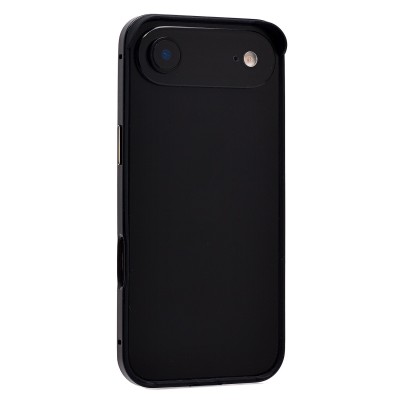 Чехол-бампер - металлический с силиконовыми бортами для Apple iPhone 17 Air (Черный)