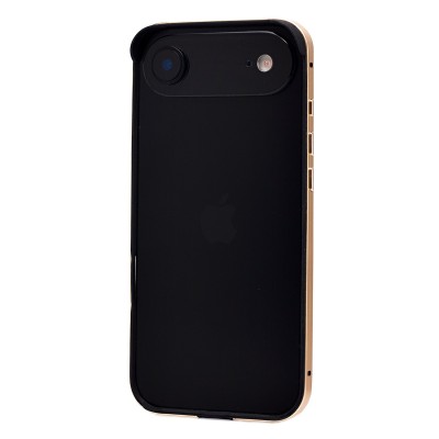 Чехол-бампер - металлический с силиконовыми бортами для Apple iPhone 17 Air (Светло-золотистый)