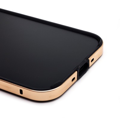 Чехол-бампер - металлический с силиконовыми бортами для Apple iPhone 17 Air (Светло-золотистый)
