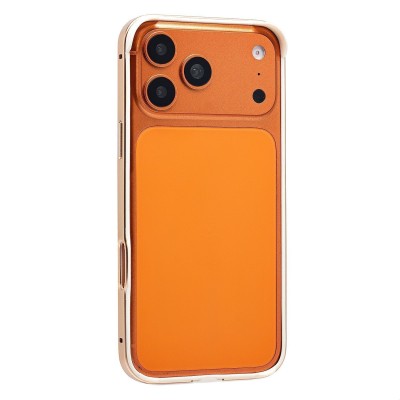 Чехол-бампер - металлический с силиконовыми бортами для Apple iPhone 17 Pro Max (Облачно-белый)