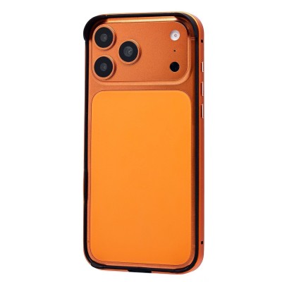 Чехол-бампер - металлический с силиконовыми бортами для Apple iPhone 17 Pro Max (Космический оранжевый)