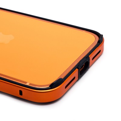 Чехол-бампер - металлический с силиконовыми бортами для Apple iPhone 17 Pro Max (Космический оранжевый)