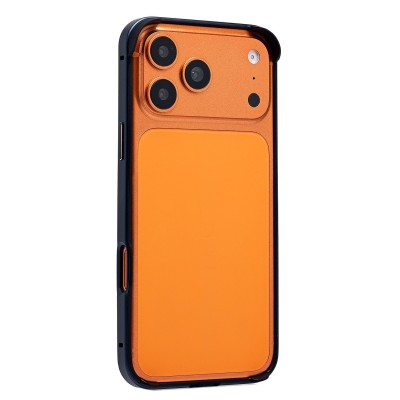 Чехол-бампер - металлический с силиконовыми бортами для Apple iPhone 17 Pro Max (Темно-синий)