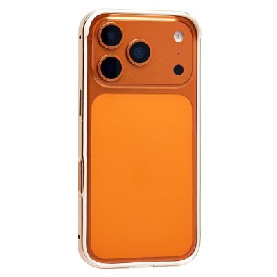 Чехол-бампер - металлический с силиконовыми бортами для Apple iPhone 17 Pro (Облачно-белый)