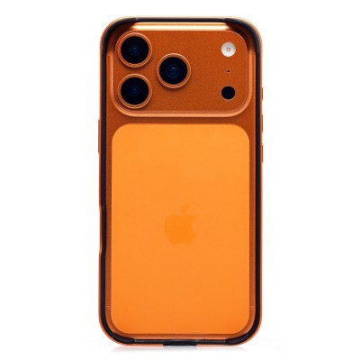 Чехол-бампер - металлический с силиконовыми бортами для Apple iPhone 17 Pro (Космический оранжевый)
