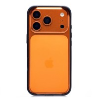 Чехол-бампер - металлический с силиконовыми бортами для Apple iPhone 17 Pro (Темно-синий)
