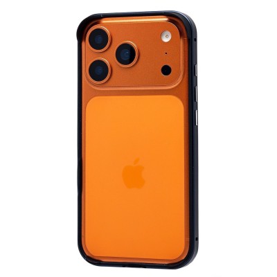 Чехол-бампер - металлический с силиконовыми бортами для Apple iPhone 17 Pro (Темно-синий)
