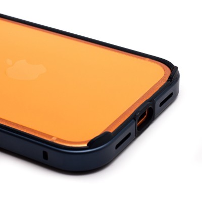 Чехол-бампер - металлический с силиконовыми бортами для Apple iPhone 17 Pro (Темно-синий)