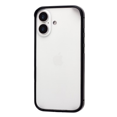 Чехол-бампер - металлический с силиконовыми бортами для Apple iPhone 17 (Черный)