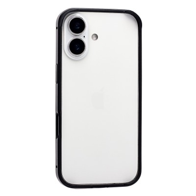Чехол-бампер - металлический с силиконовыми бортами для Apple iPhone 17 (Черный)