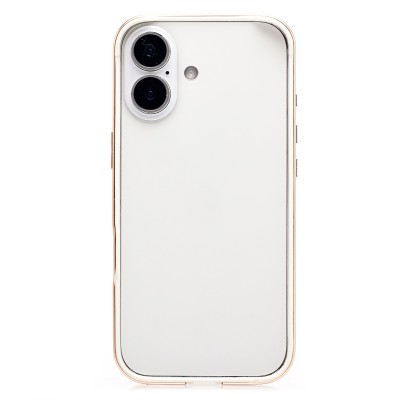 Чехол-бампер - металлический с силиконовыми бортами для Apple iPhone 17 (Облачно-белый)