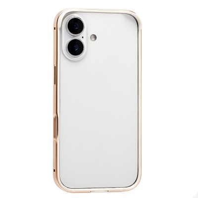 Чехол-бампер - металлический с силиконовыми бортами для Apple iPhone 17 (Облачно-белый)