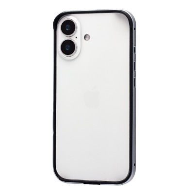 Чехол-бампер - металлический с силиконовыми бортами для Apple iPhone 17 (Туманно-синий)