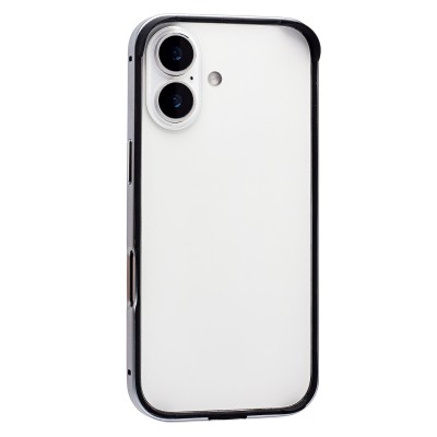 Чехол-бампер - металлический с силиконовыми бортами для Apple iPhone 17 (Туманно-синий)