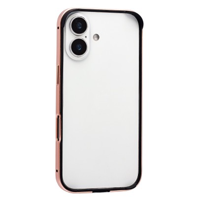 Чехол-бампер - металлический с силиконовыми бортами для Apple iPhone 17 (Розовое золото)