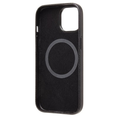 Чехол-накладка для Apple iPhone 15 Натуральная кожа (Черный) Cellis SM031 SafeMag