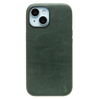 Чехол-накладка для Apple iPhone 15 Натуральная кожа (Темно-зеленый) Cellis SM031 SafeMag