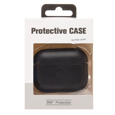 Чехол для кейса Apple AirPods Pro 3 экокожа (Черный) PCP12