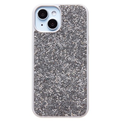 Чехол-накладка для Apple iPhone 15 россыпь кристаллов (Серебристый) PC071 POSH SHINE