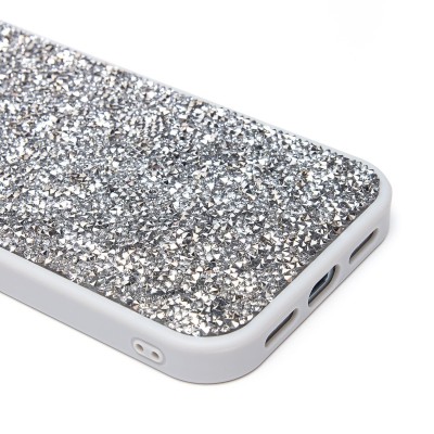 Чехол-накладка для Apple iPhone 15 россыпь кристаллов (Серебристый) PC071 POSH SHINE