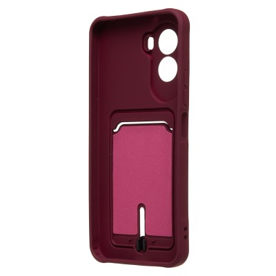 Чехол-накладка с картхолдером для Xiaomi Poco M7 Plus (Бордовый) SC304