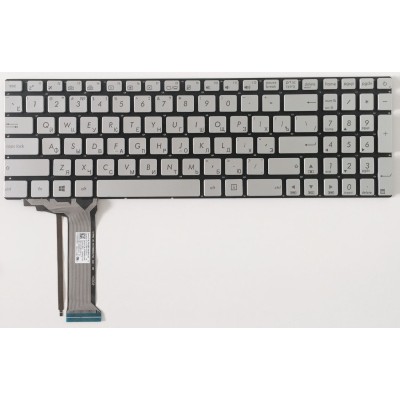 Клавиатура для Asus N551J G551 Серебристая с подсветкой p/n: 0KNB0-662BUI00, 9Z.N8BBC.P1D