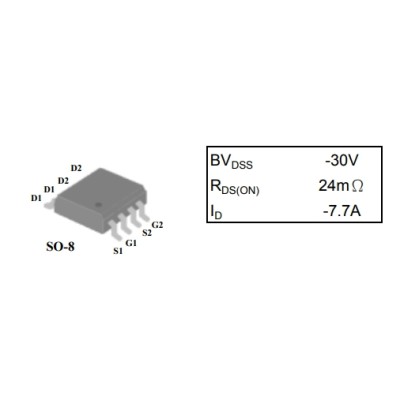 AP4957GM P-Channel MOSFET 30V 7.7A