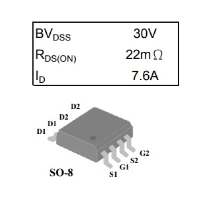 AP4232BGM N-Channel MOSFET 30V 7.6A