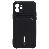 Чехол-накладка для Apple iPhone 12 (черный) - SC304 с картхолдером