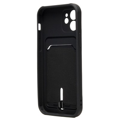 Чехол-накладка для Apple iPhone 12 (черный) - SC304 с картхолдером