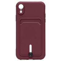 Чехол-накладка для Apple iPhone XR (бордовый) - SC304 с картхолдером