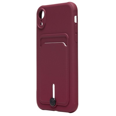 Чехол-накладка для Apple iPhone XR (бордовый) - SC304 с картхолдером