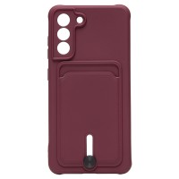 Чехол-накладка для Samsung G990 Galaxy S21FE (бордовый) - SC304 с картхолдером