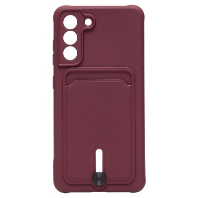 Чехол-накладка для Samsung G990 Galaxy S21FE (бордовый) - SC304 с картхолдером