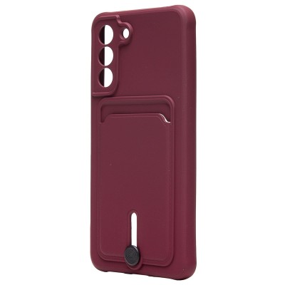 Чехол-накладка для Samsung G990 Galaxy S21FE (бордовый) - SC304 с картхолдером