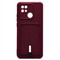 Чехол-накладка для Xiaomi Redmi 10C (бордовый) - SC304 с картхолдером
