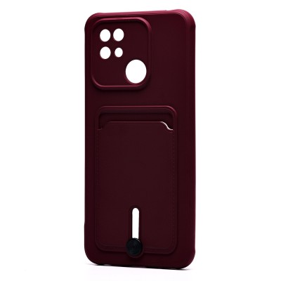 Чехол-накладка для Xiaomi Redmi 10C (бордовый) - SC304 с картхолдером