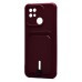Чехол-накладка для Xiaomi Redmi 10C (бордовый) - SC304 с картхолдером