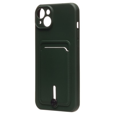 Чехол-накладка для Apple iPhone 14 Plus (темно-зеленый) - SC304 с картхолдером