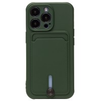 Чехол-накладка для Apple iPhone 14 Pro (темно-зеленый) - SC304 с картхолдером