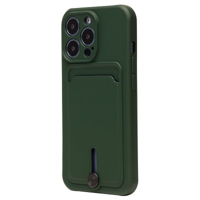 Чехол-накладка для Apple iPhone 14 Pro (темно-зеленый) - SC304 с картхолдером