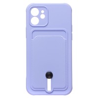 Чехол-накладка для Apple iPhone 12 (темно-фиолетовый) - SC304 с картхолдером