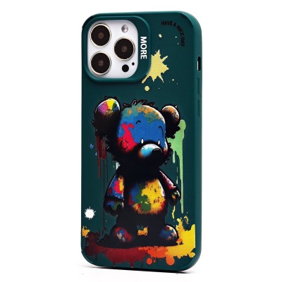 Чехол-накладка для Apple iPhone 13 Pro Max (медведь) (темно-зеленый) - SC335 Чехол-накладка для Apple iPhone 13 Pro Max (медведь) (темно-зеленый) - SC335