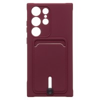 Чехол-накладка для Samsung Galaxy S23 Ultra (бордовый) - SC304 с картхолдером