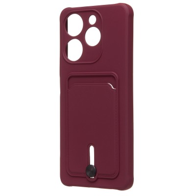 Чехол-накладка для Tecno Spark 10 Pro (бордовый) - SC304 с картхолдером