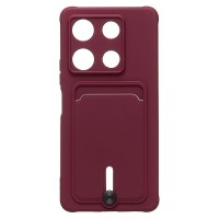 Чехол-накладка для Infinix Note 30 Pro (бордовый) - SC304 с картхолдером
