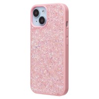 Чехол-накладка для Apple iPhone 15 россыпь кристаллов (розовый) - PC071 POSH SHINE