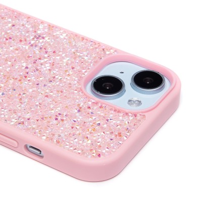 Чехол-накладка для Apple iPhone 15 россыпь кристаллов (розовый) - PC071 POSH SHINE