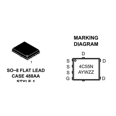Микросхема NTMFS4C55NT1G N-Channel MOSFET 30V 21.7A SO8